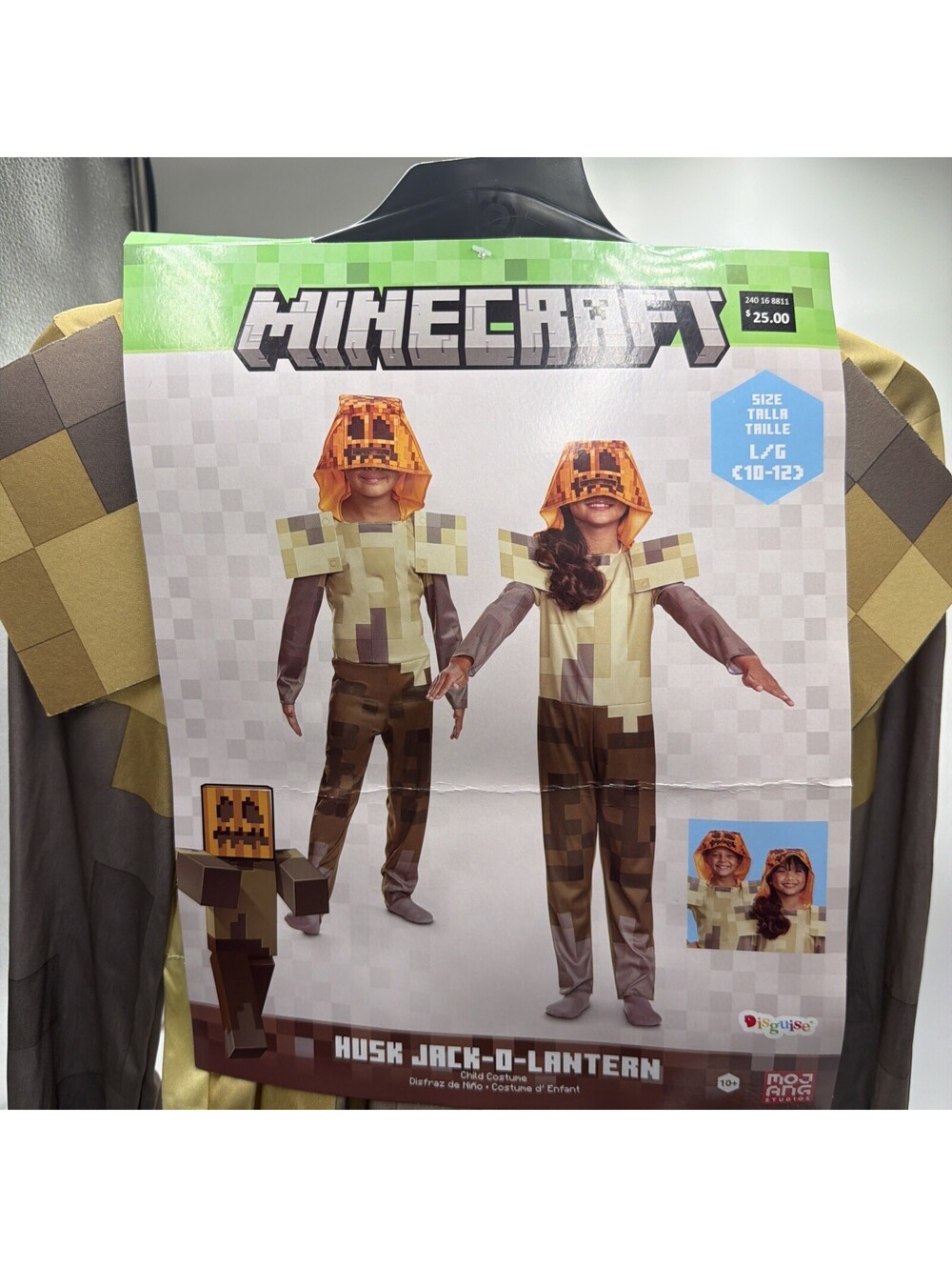 Disguise Minecraft Husk Jack-O-Lantern Hooded Jumpsuit Costume Size Large 10-12
